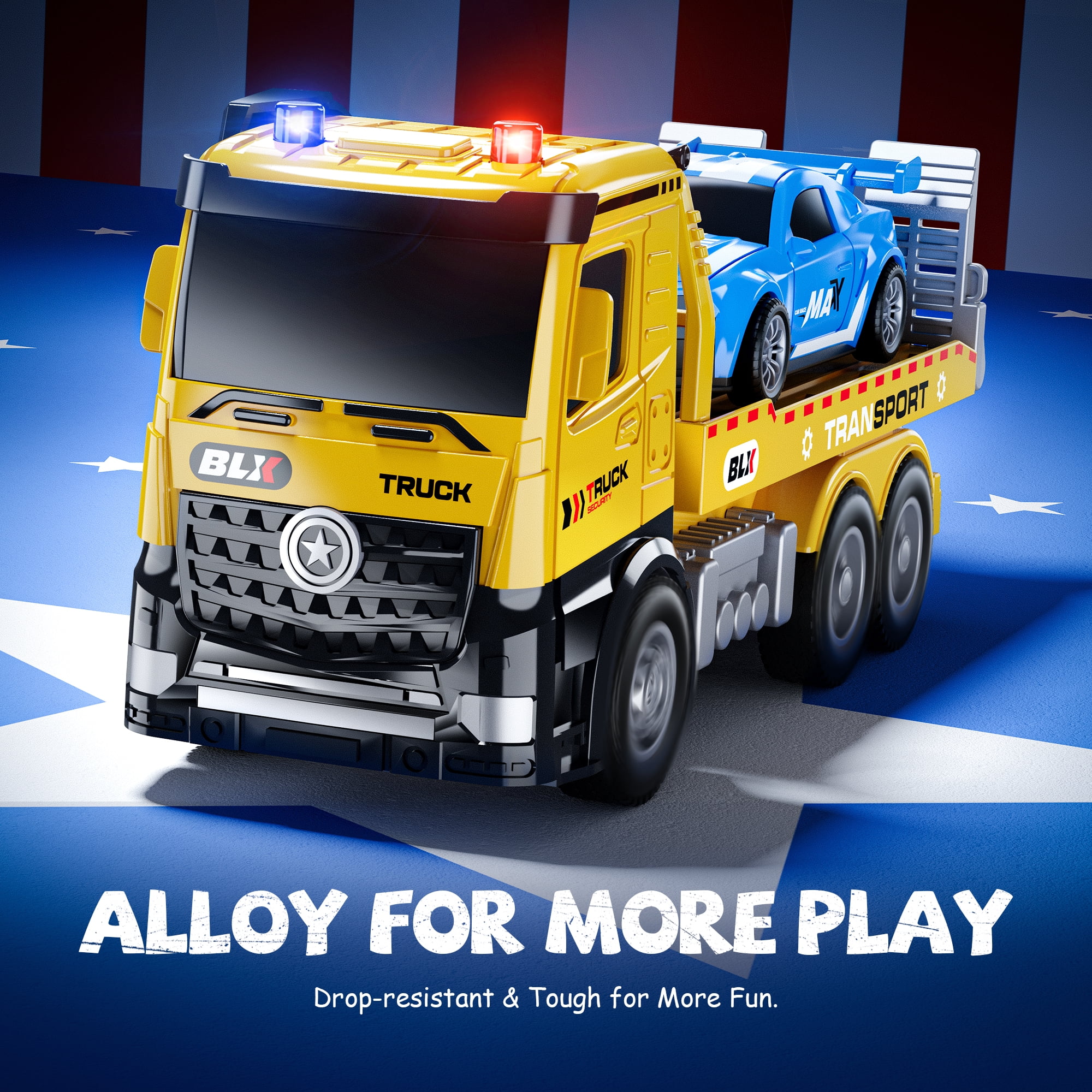 Gelomee Tow Truck Toys For 2 3 4 5 Year Old Boys, 4 Pack 7" Realistic Lights and Sounds, Trucks For Toddlers 2-4 Years, Gifts For 3 4 Year Old Boys, Toddler Boy Toys, Ideals 2 3 4 Year Old Boy Birthd