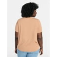 thumbnail image 5 of Terra & Sky Women's Plus Size V-Neck Tee with Short Sleeves, Size 0X-5X, 5 of 5