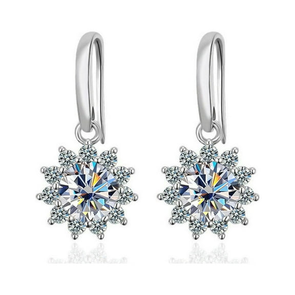 2cttw Moissanite Earrings D Color clarity VVS1 Diamond Dangle Earrings for Women 925 Sterling Silver Wedding Earrings for Brides Bridesmaid with Certificate