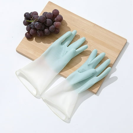 

TKing Fashion Dishwashing Gloves Kitchen Gloves Rubber Gloves Dishwashing Tools Household Gloves - Blue