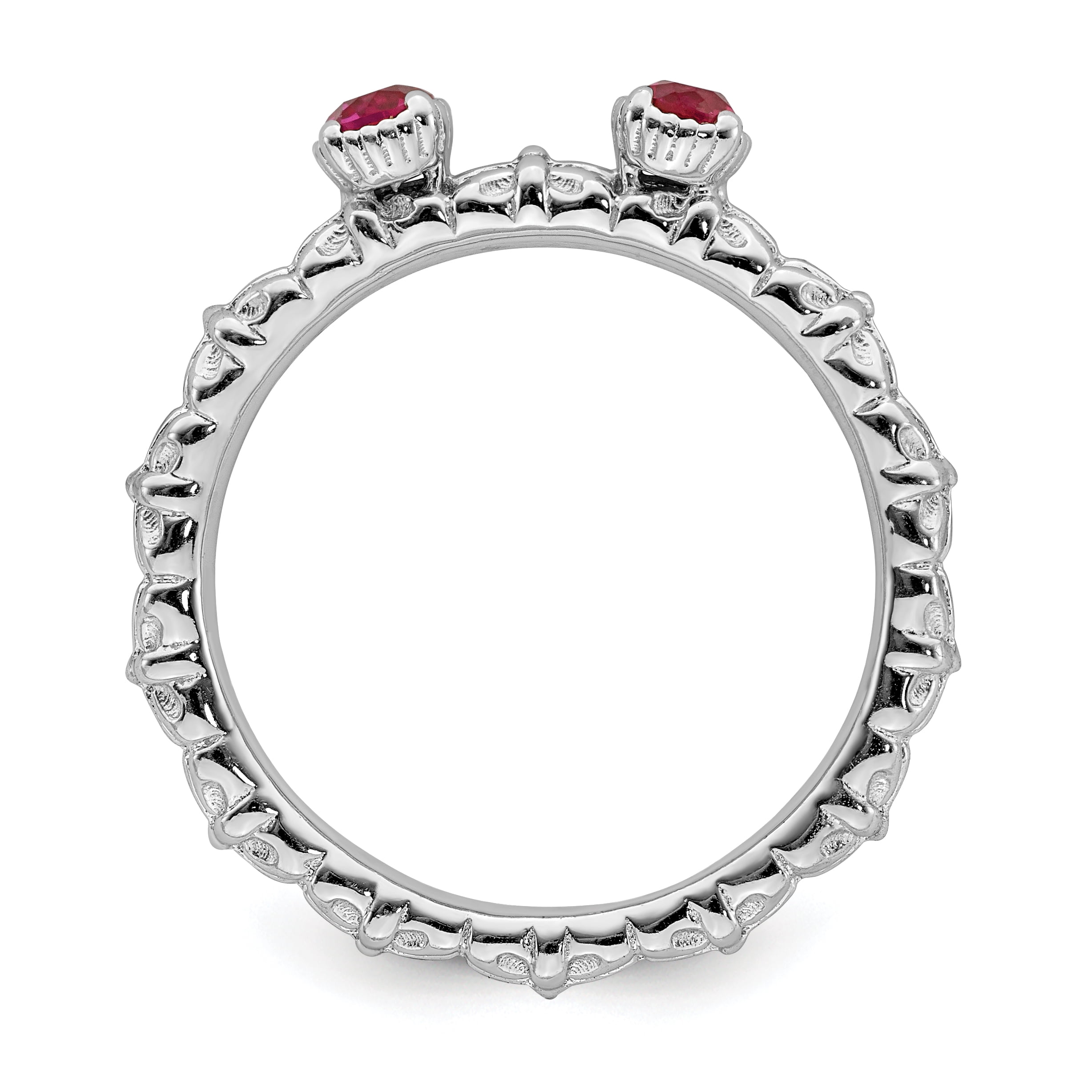 Created Ruby Sterling Silver Two-Stone Ring