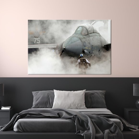 Art en Toile Avion de Chasse Personnalisé Parfait pour la Décoration de Chambre Moderne et Décoration Murale de Grotte pour Homme, Présenté dans une Boîte Cadeau