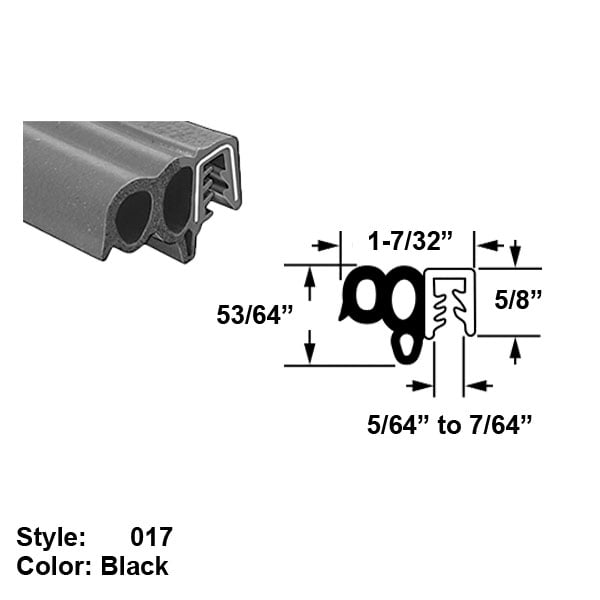 Water and Weather Resistant Hollow Foam Rubber PushOn Seals with Bulb on Side, Style 017 Ht