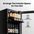 thumbnail image 4 of Yeego 105 Can Beverage Refrigerator Cooler, 3.1 cu.ft. Beverage Fridge with Glass Door for Home/Bar/Office, Black, 4 of 12