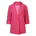thumbnail image 4 of YDFCWXW Women Suit Jackets Fashion Solid Casual Pocket Long Sleeve Notch Lapel Business Work Office Blazer Coat Blouse Top Hot Pink, XXL, 4 of 8