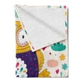thumbnail image 2 of Birthday Soft Flannel Fleece Throw Blanket, Funny Baby Owl Bird with Heart Leaves and Flowers Greeting Doodle Style Print, Cozy Plush for Indoor and Outdoor Use, 60" x 80", Multicolor, by Ambesonne, 2 of 5