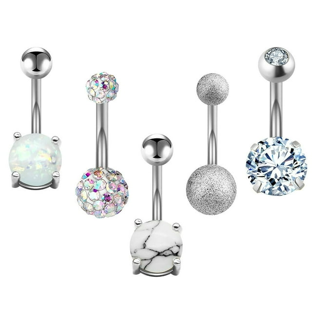 Dsseng 26G Belly Button Ring Candy Navel Rings Surgical Steel Piercing Jewelry