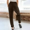 thumbnail image 4 of LEKODE Women’s Corduroy Pants Casual Elastic Waist Jogger Pants Comfortable Straight Leg Work Pant Soft Lounge Trousers Brown L, 4 of 6