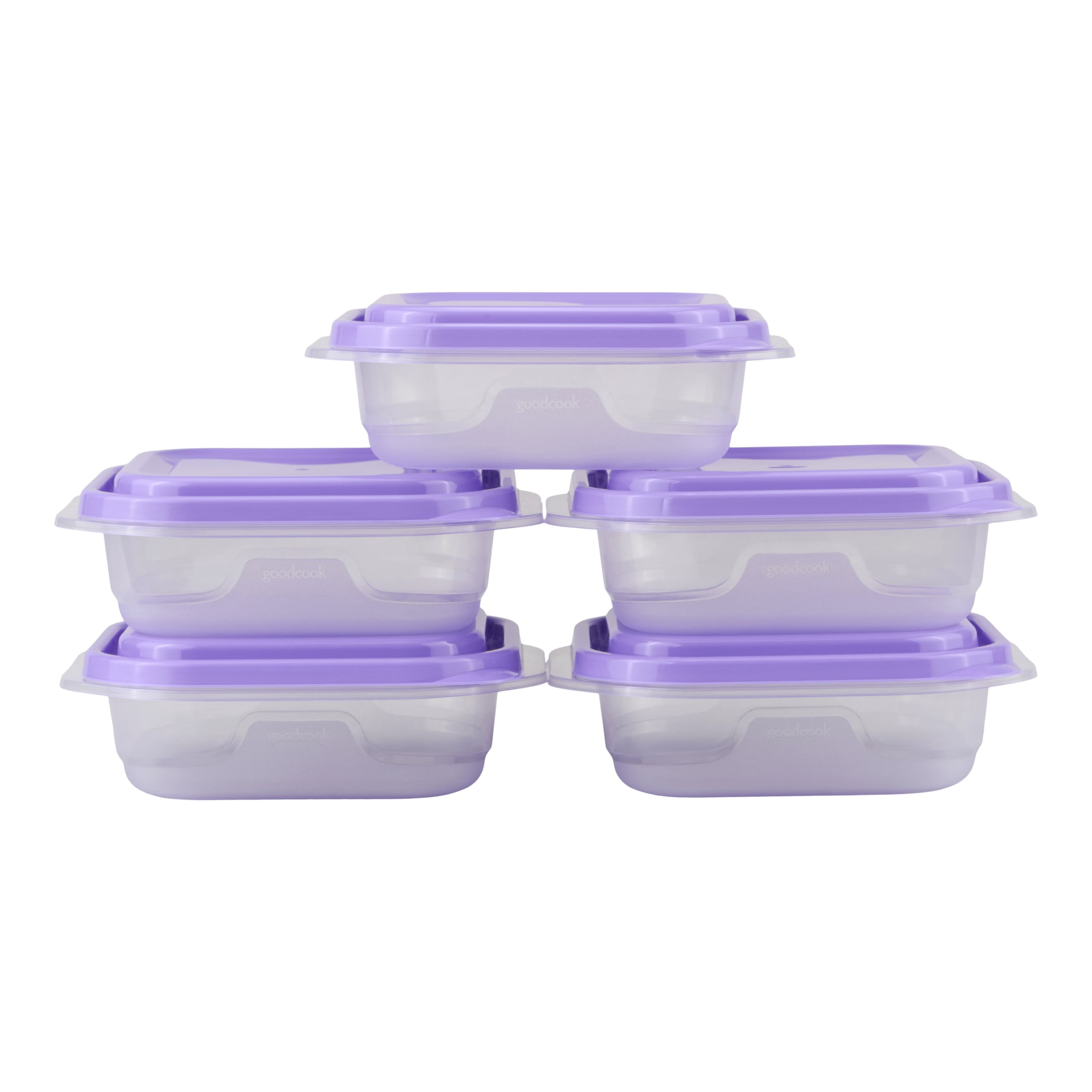 GoodCook EveryWare Medium 2.9 Cup Square Food Storage Container, 10 Piece, Purple, BPA Free