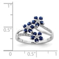 thumbnail image 4 of Sterling Silver Rhodium-plated 3 Flower Sapphire and Diamond Ring QR6380S, 4 of 5