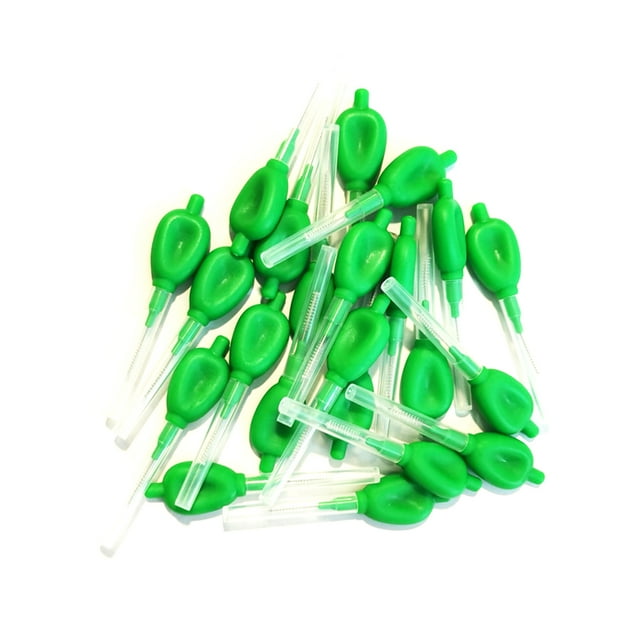 Amdohai 100PCS Slim Brush Tooth Interdental Cleaners Brush Go-Betweens Cleaners Disposable Brushes Between Soft Picks Green