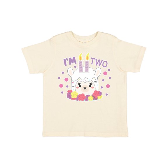 Inktastic I'm Two with Flowers and Cute Llama Cake Girls Toddler T-Shirt