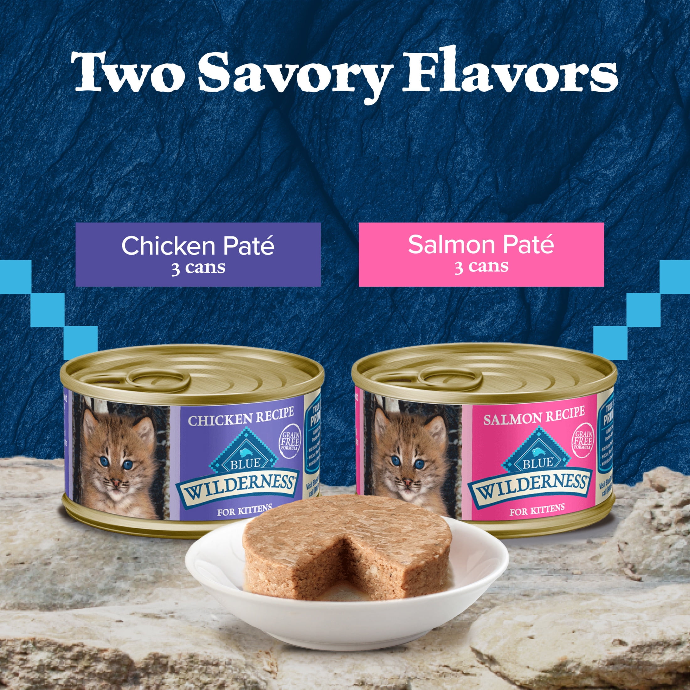 (4 pack) Blue Buffalo Wilderness Wet Kitten Food, Chicken & Salmon Variety Pack, 3-oz. (6 Count)
