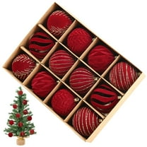 12PCS 3.15" Velvet Balls for Christmas Tree Ornaments Flocked Christmas Tree Ball Ornaments Xmas Tree Hanging Ornaments