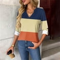 thumbnail image 6 of Womens Long Sleeve T-Shirts Long Sleeve Chest Pocket Button Henley Neck Striped Graphic Tunic Tops Loose Casual Tees (M, Multicolor), 6 of 7
