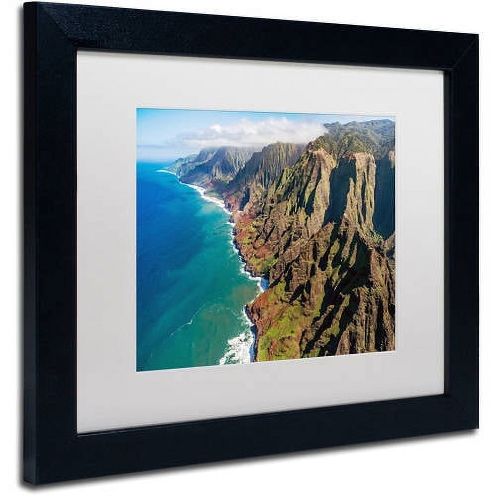 Trademark Fine Art 'Napali Coast' Canvas Art by Pierre Leclerc, White Matte, Black Frame