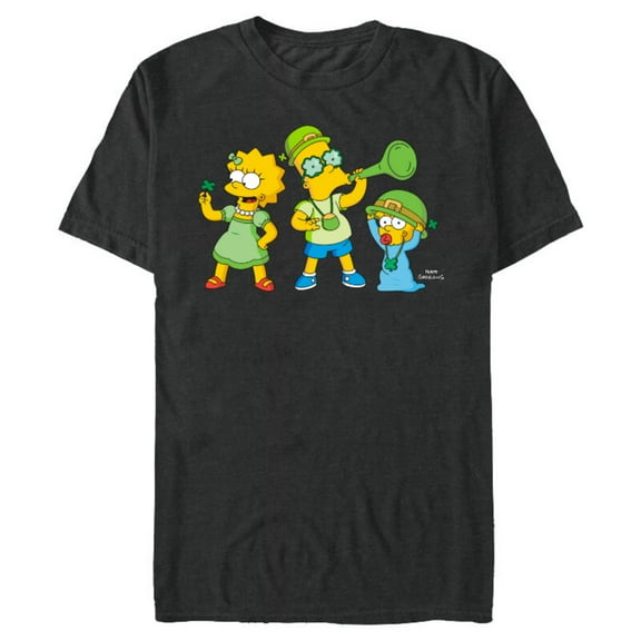 The Simpsons Lisa Bart Maggie St. Patrick’s Day - Short Sleeve Blended T-Shirt for Adults - Customized-Dark Heather