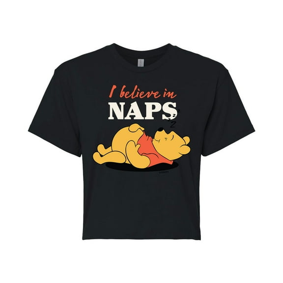 Winnie The Pooh - I Believe in Naps - Juniors Cropped Cotton Blend T-Shirt