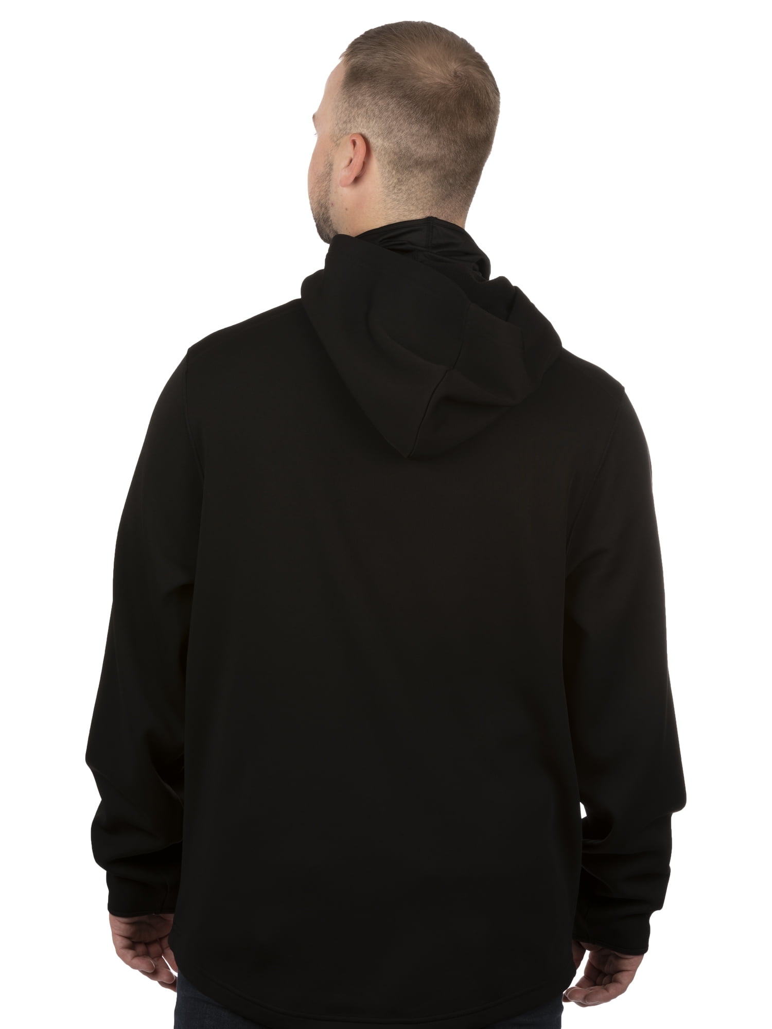 Mossy Oak Men's Arrowood Black Pullover Tech Hoodie with Neck Gaiter, Up to 2XL