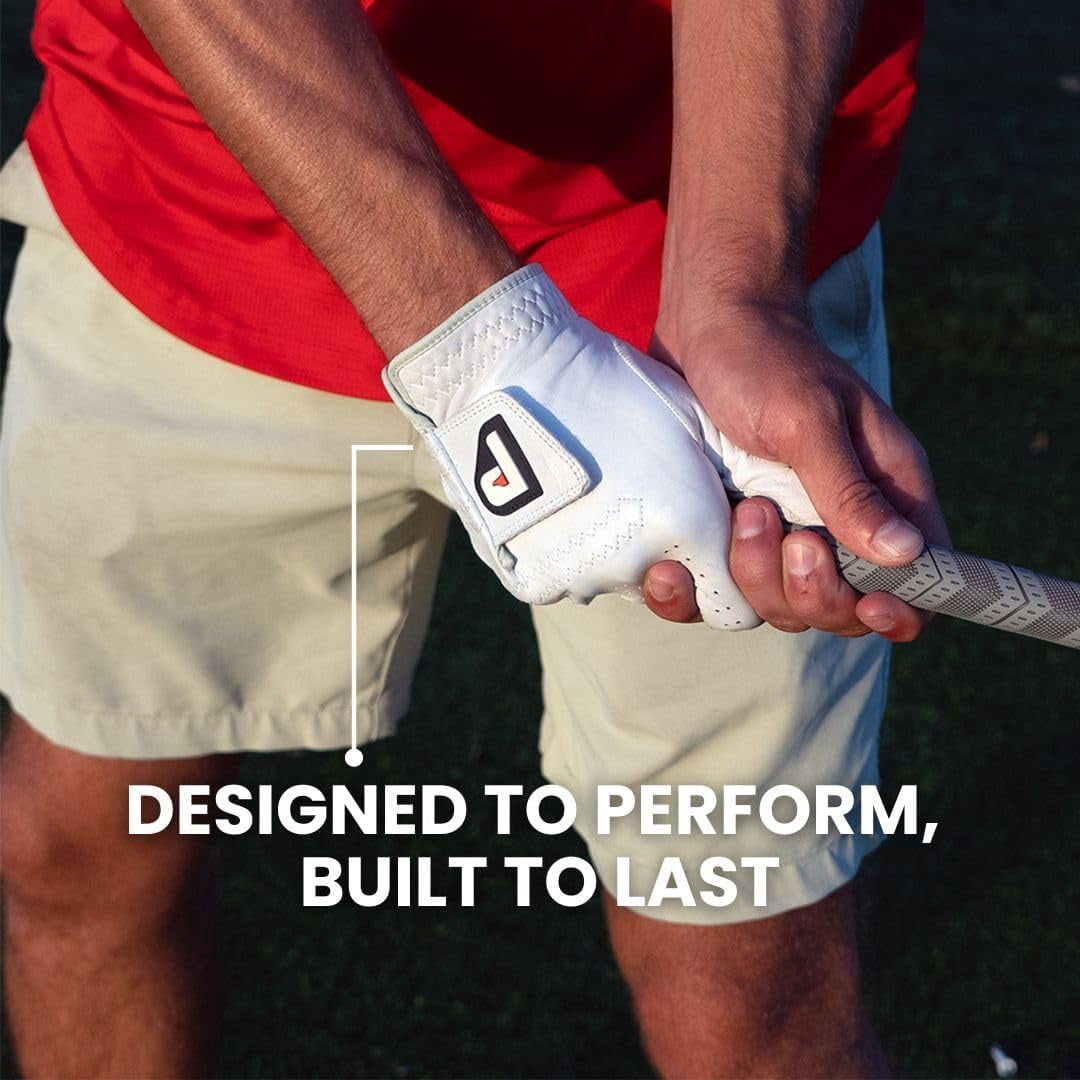 PUR3 Cabretta Leather Golf Gloves Men Left Hand and Right Hand | with Putting Aim Ball Marker | Real Genuine Ultra Soft Cabretta Leather Golf Glove | Multi-Pack