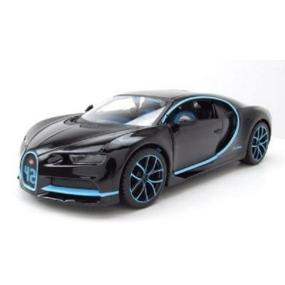 Bugatti Chiron Diecast Model Car In Black And Blue 124 Scale By Maisto