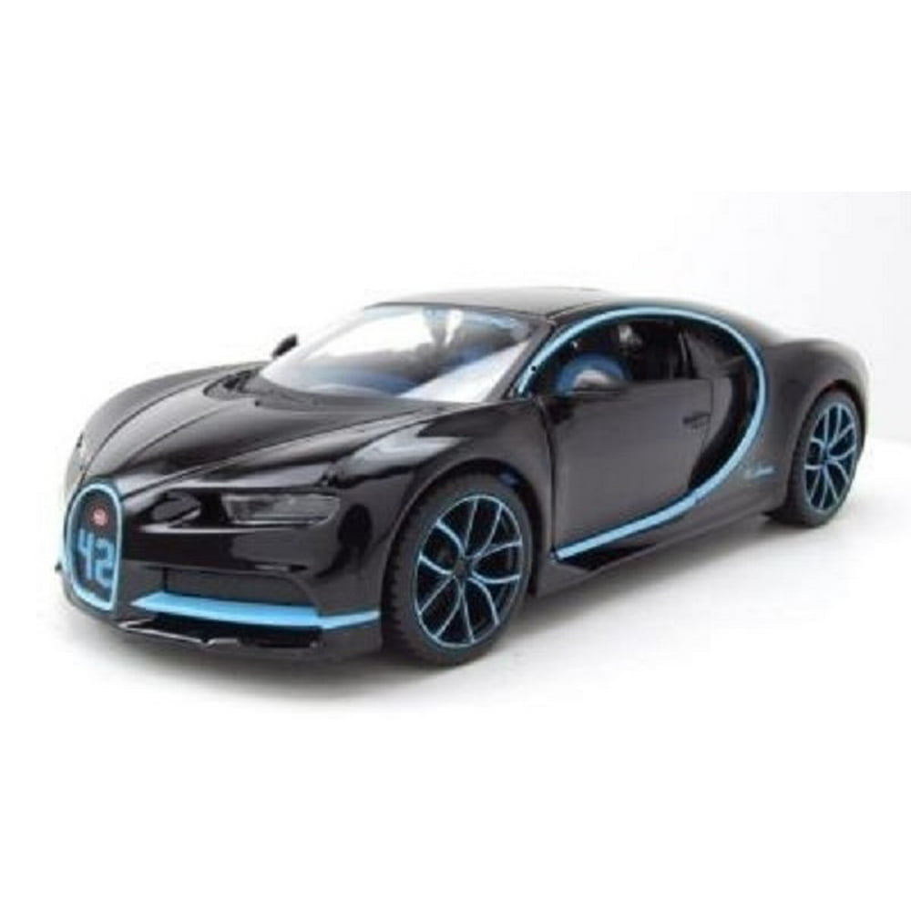Bugatti Chiron Diecast Model Car in Black and Blue 124 Scale by Maisto