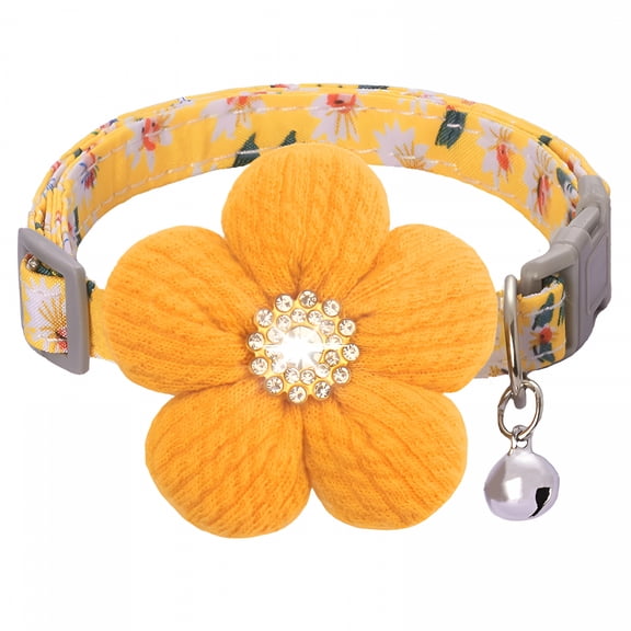 GASTROPOD Small Dog Collar with Flower,Puppy Collar for Girl Dog Collars for Small Dogs Cute Dog Collar with Bell,Adjustable Length (Pink)
