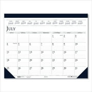 House of Doolittle 1556 14-Month (July to Aug): 2024 to 2025 18.5 in. x 13 in. Sheets Recycled Academic Desk Pad Calendar - White/Blue Sheets, Blue Binding/Corners