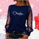 thumbnail image 1 of TaTaai Women's Valentine Heart Print Sheer Mesh Long Sleeve Blouse, Valentine's Day Gift, Casual Stylish Round Neck Top Gift, 1 of 7