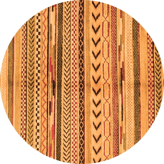 Ahgly Company Indoor Round Oriental Orange Modern Area Rugs, 3' Round