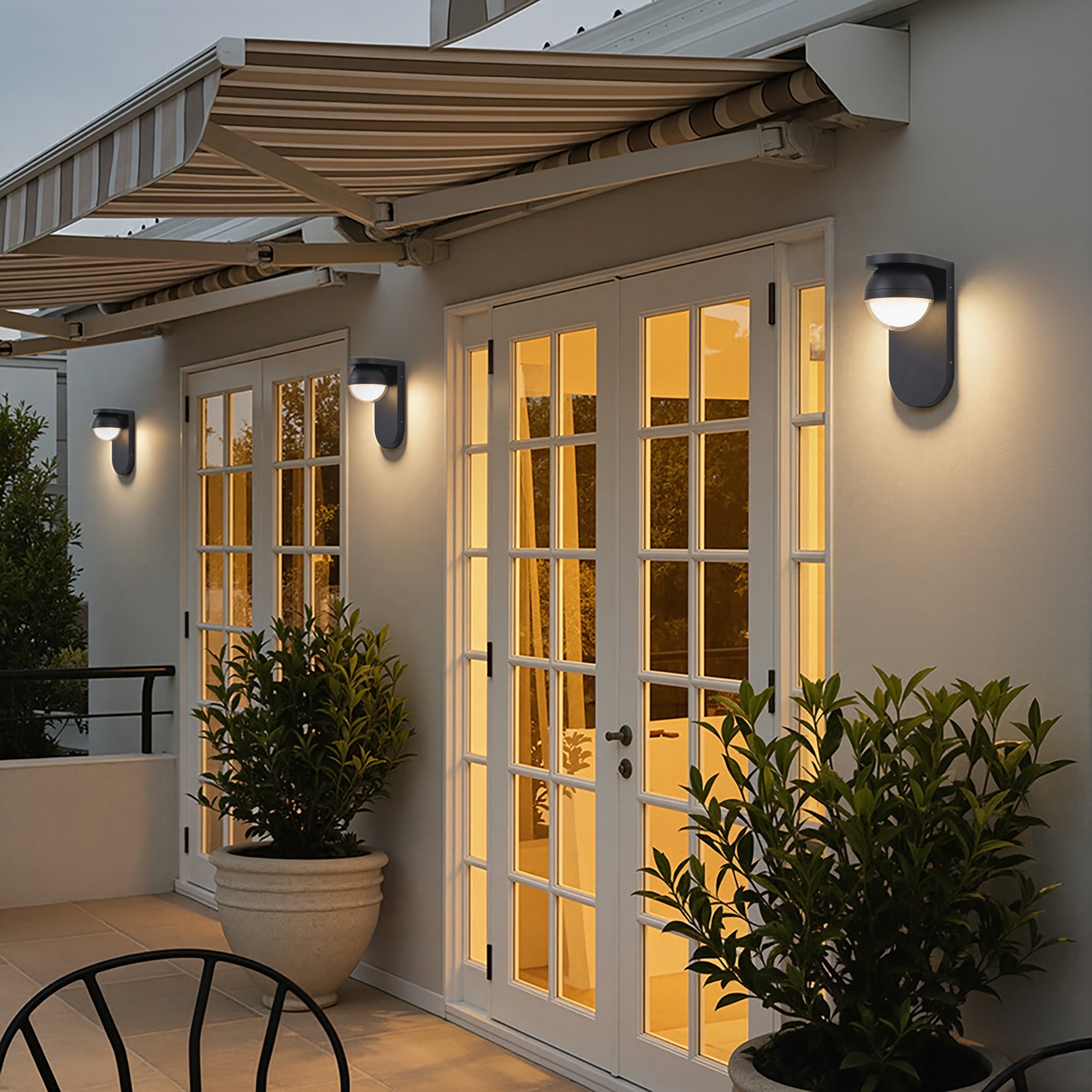 C Cattleya 11-in  Matte Black Hardwired Integrated LED Outdoor Wall Light