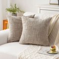 thumbnail image 3 of Deago Pack of 2 Decorative Throw Pillow Covers Soft Chenille Throw Pillows Solid Neutral Farmhouse Textured Cushion Covers for Couch Sofa Bedroom Living Room 18x18 Inch, Khaki, 3 of 8