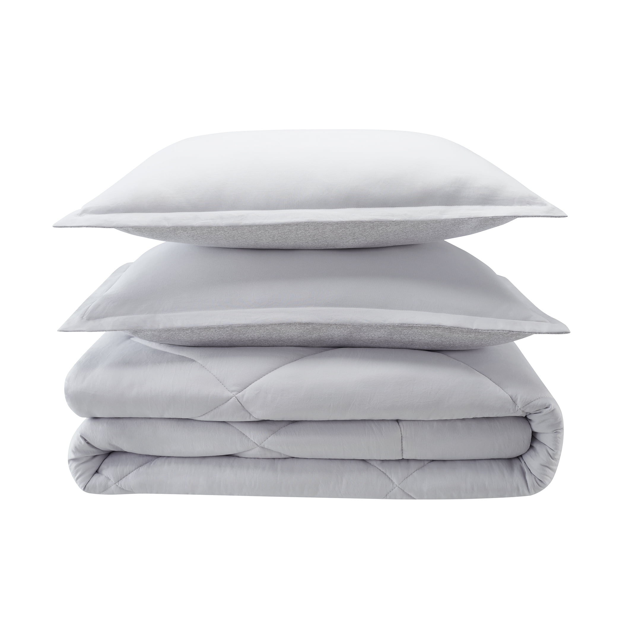 Serta Supersoft Light Gray Solid Reverse to Print Comforter Set, Twin/Twin XL (2-Piece)