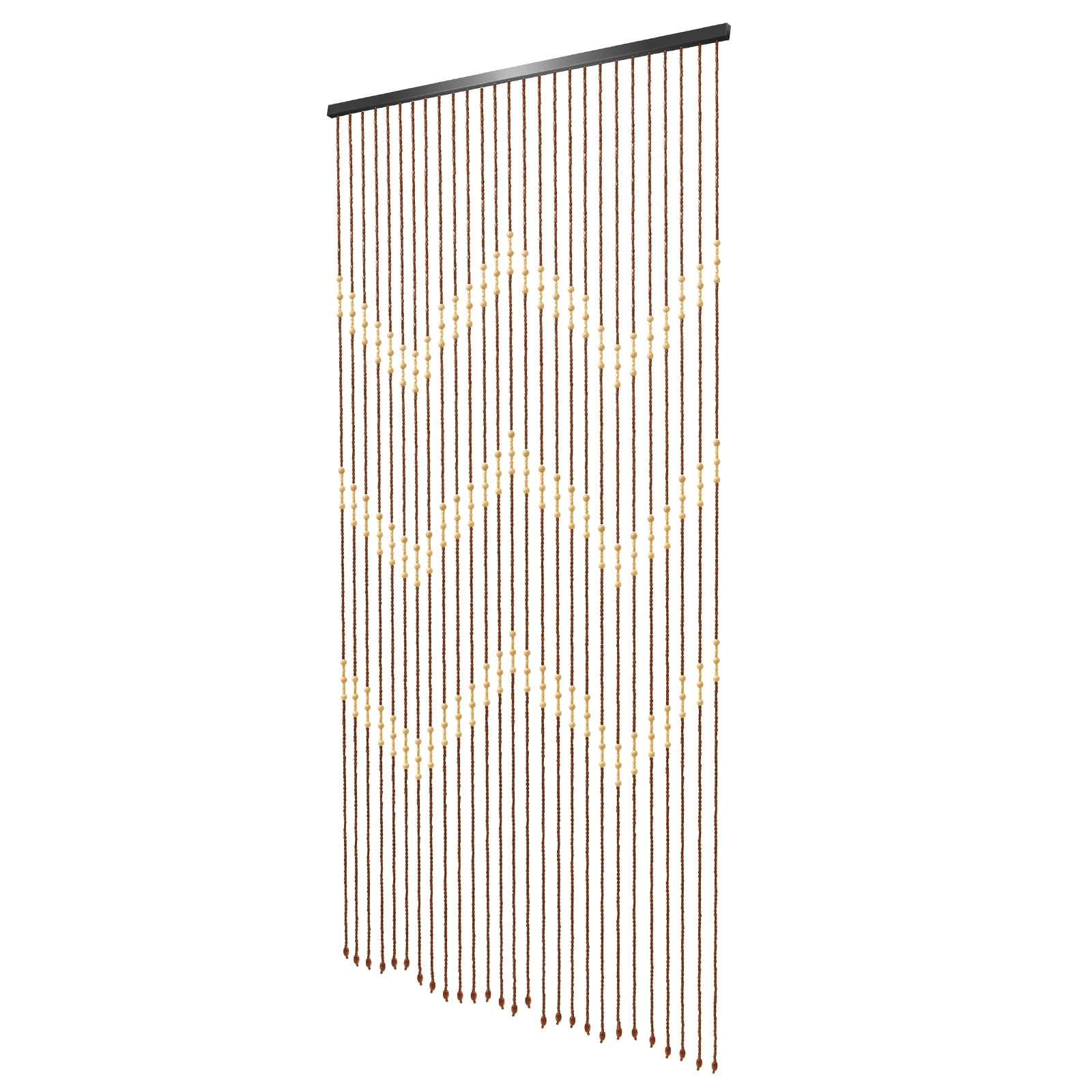 Wood Beaded Curtain 27 Line Wave Dense Fringe Beaded Door Curtain Retro Room Divider 90 x 175 cm