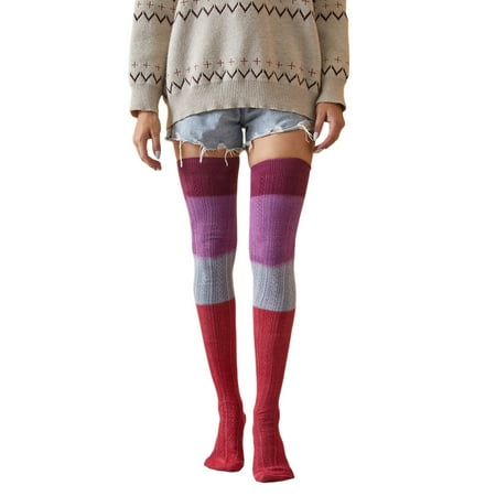 

ZMHEGW Socks For Women Thigh Ladies The Cotton Warm Over Stockings Knee Printed High Stockings Long Gradient Ladies