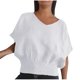 thumbnail image 1 of Fiudx Liquidación de Ahorros de Verano Blusa de Manga Corta de Color Sólido Informal con Cuello En V de Verano para Mujer, 1 of 6