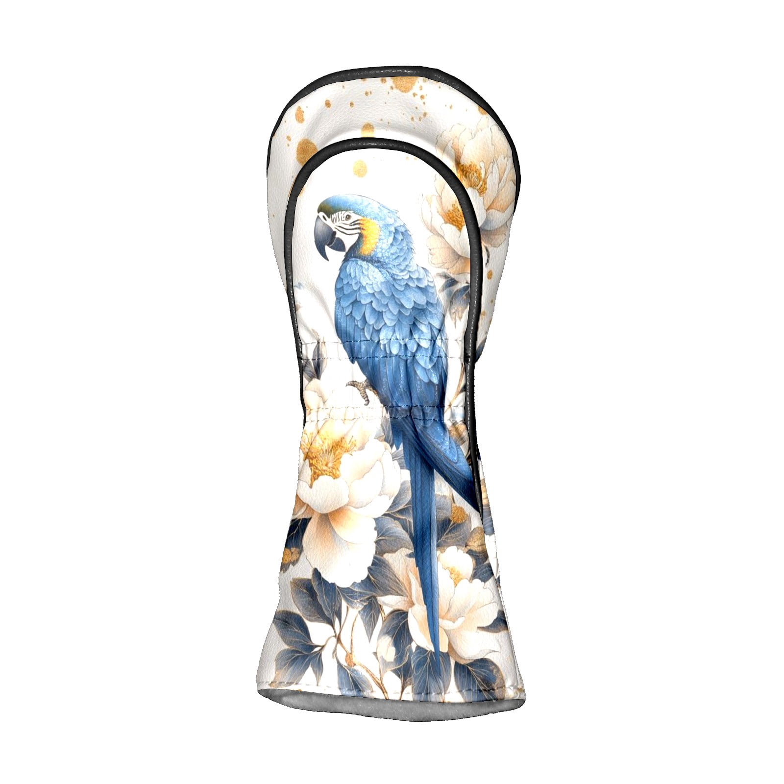 Golf Head Covers Blue Parrot Design for Driver, Wood & Hybrid, Premium Waterproof PU Leather with Plush Lining, Tropical Bird Golf Gifts
