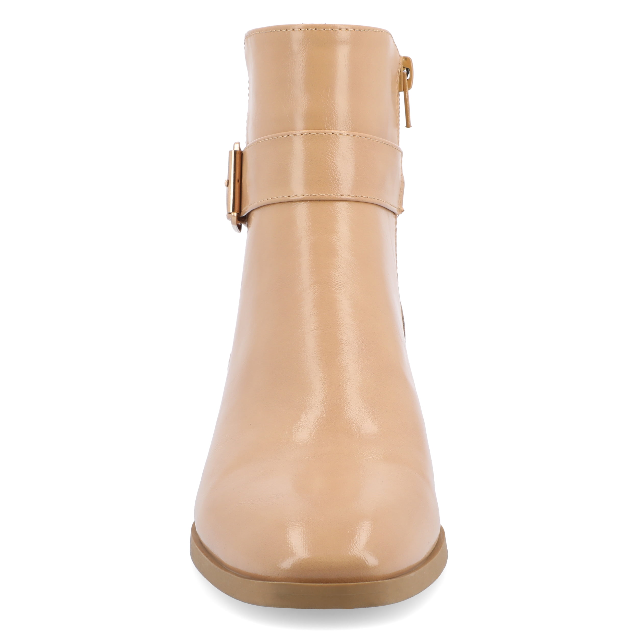 Journee Womens Elley Stacked Block Heel Square Toe Booties