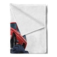thumbnail image 2 of Truck Soft Flannel Fleece Throw Blanket, Extreme Off Road Vehicle Cartoon Style Monster Truck Motorsports Illustration, Cozy Plush for Indoor and Outdoor Use, 50" x 60", Night Blue Red, by Ambesonne, 2 of 5
