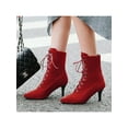 thumbnail image 5 of Fangasis Womens Ankle Booties Anti-Slip Winter Boots Mid Heel Stiletto Boot Work Fashion Dress Bootie Shoes Red 4.5, 5 of 9
