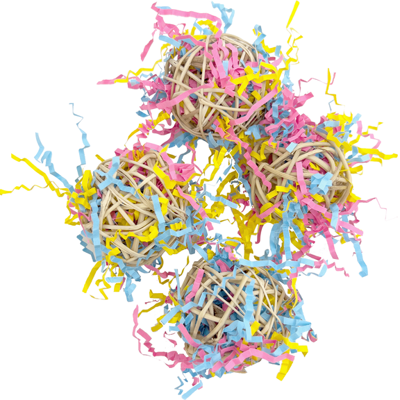 5080 Super Shreddy Vine Balls Mandarin Bird Toys by M&M - All Natural Vine Balls, Custom Color Combination