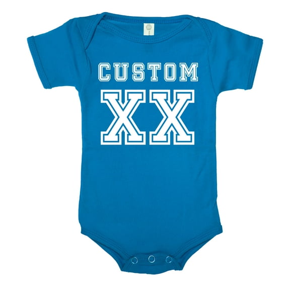 Custom Baby football romper, Personalized baby one-piece with name and number - Royal CECA165FOOTBALL S9 3-6