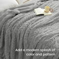 thumbnail image 3 of PHF Fluffy Sherpa Blanket Queen Size, Ultra Soft 510GSM 3D Jacquard Thick Shaggy Fleece Plush Blanket for Sofa Bed, Grey, 90"x90", 3 of 9