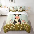 thumbnail image 3 of Manfei Cartoon Floral Cow 7-Piece Twin Bedding,Cute Animal Bedding Comforter Set,Light Blue White, 3 of 6
