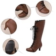 thumbnail image 5 of Guttear Women Vintage Victorian Boots 70s Lace up Ankle Boots Mid Heel Witch Granny Booties Shoes Cone Heel Zipper Almond Toe, 5 of 9