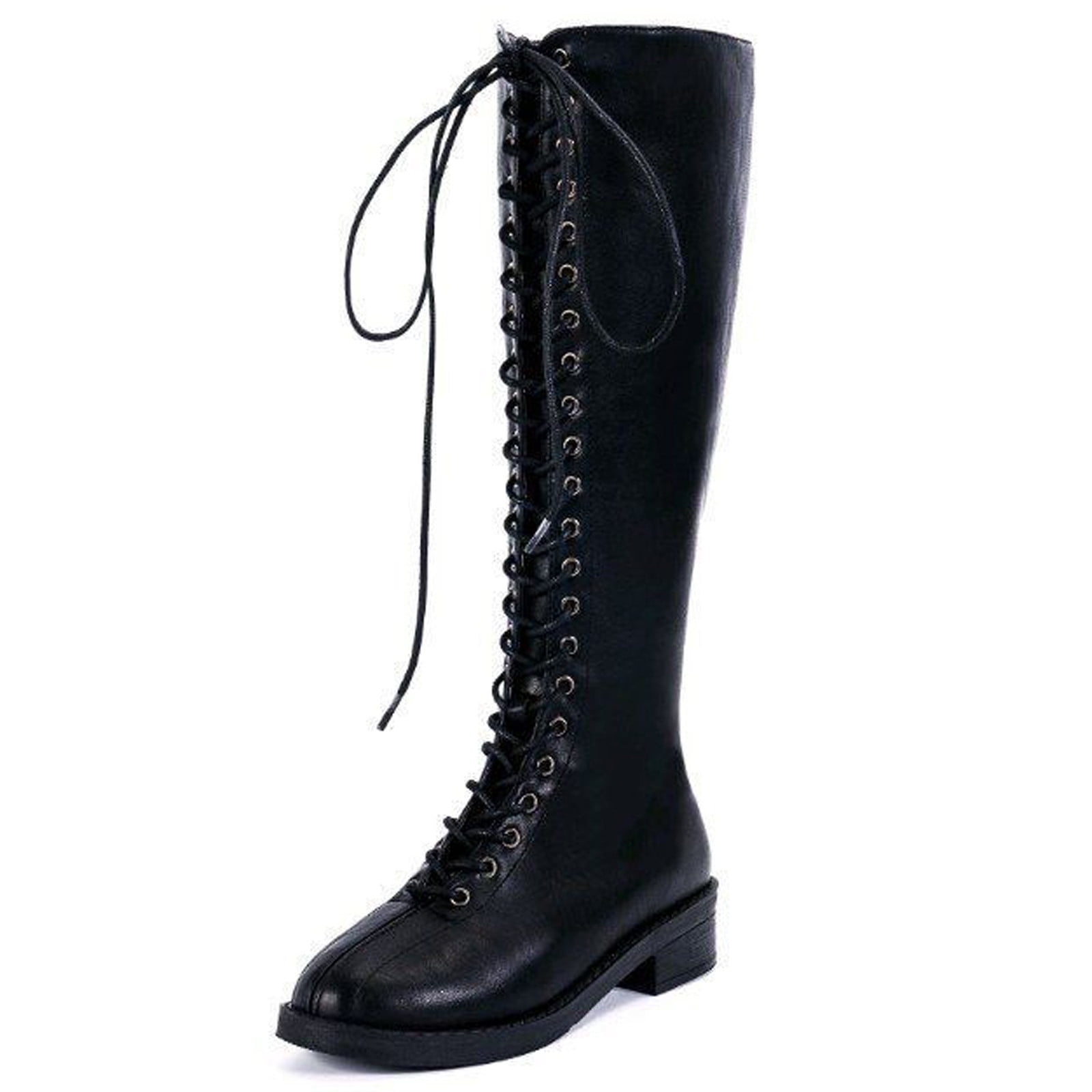 plus size knee high lace up boots