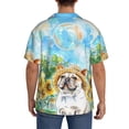 thumbnail image 3 of Gaeub French Bulldog Sunflowers Bubbles Men's Lapel Short Sleeve Shirt,Cuban Shirts For Men,Short Sleeve Button Down Men, Soft and Breathable for Outdoors Party Travel-Small, 3 of 5