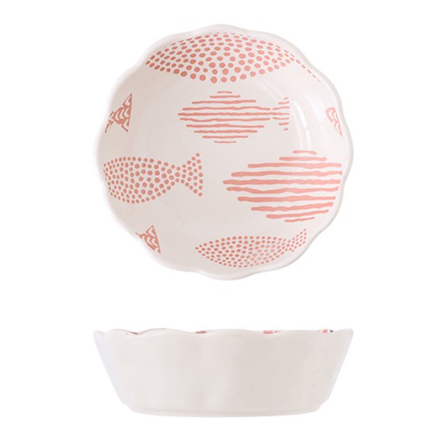 Qeeadeea Small Round Baking Dish Set Of 2, Colorful Ceramic Pie Pan, Round Ceramic Pie Plate-white-fish