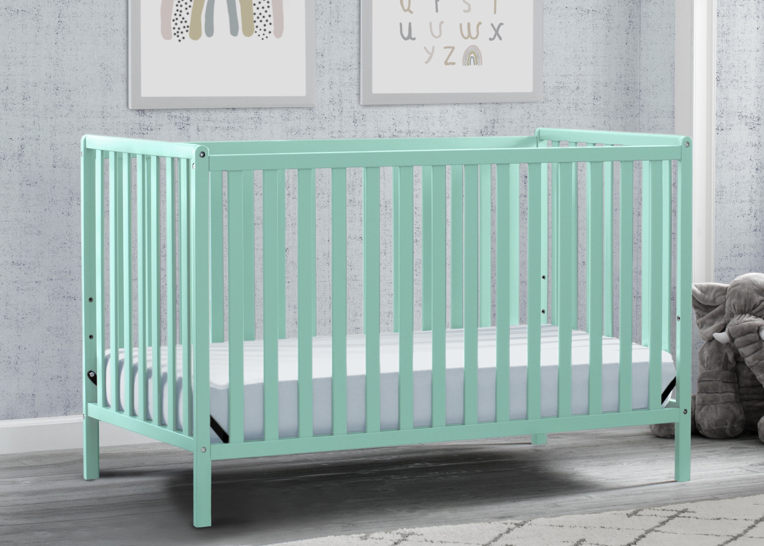 Delta Children Heartland 4-in-1 Convertible Crib, Greenguard Gold Certified, Aqua