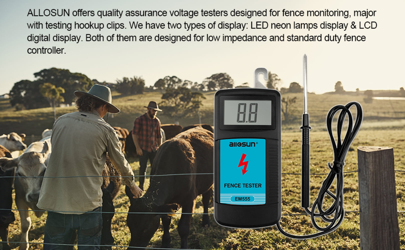 Allosun Electric Fence Tester and Fault Finder,Digital Fence